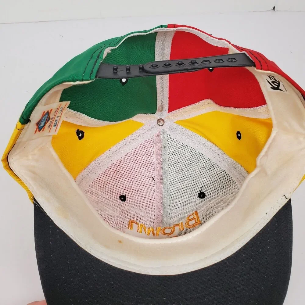 Vintage 1990s Colorbock Rasta Snapback Hat Brown & Root Oilfield Oil & Gas